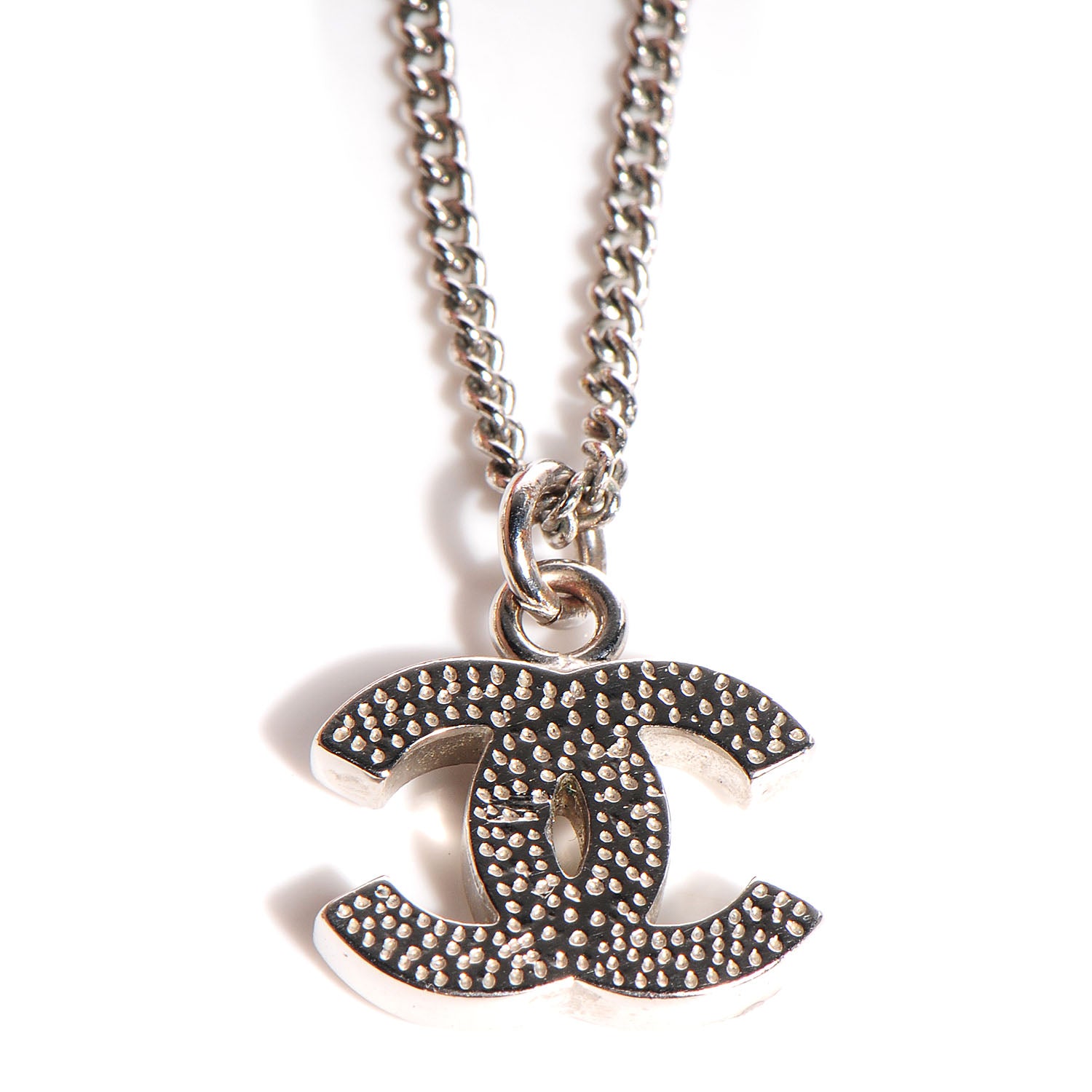 Chanel Crystal CC Timeless Necklace Silver 5 of 5