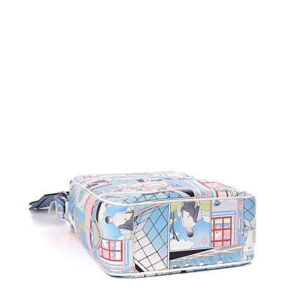Prada X JAMES JEAN Vitello Comics Flat Messenger Bag Azzurro 4 of 9