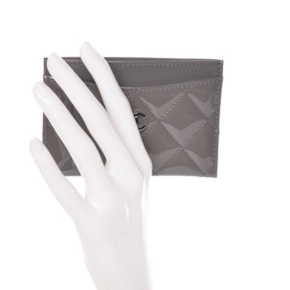 Chanel Patent Calfskin Quilted Card Holder Dark Grey 2 of 8