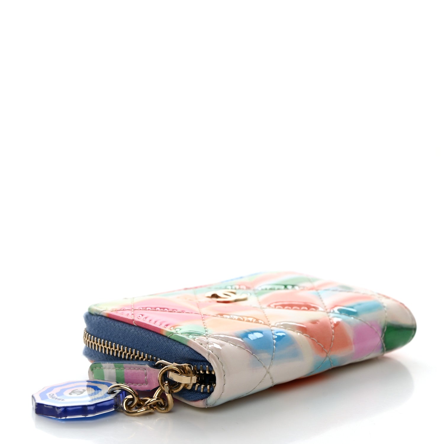 Chanel Patent Calfskin Printed Quilted Zip Coin Purse Multicolor 4 of 8