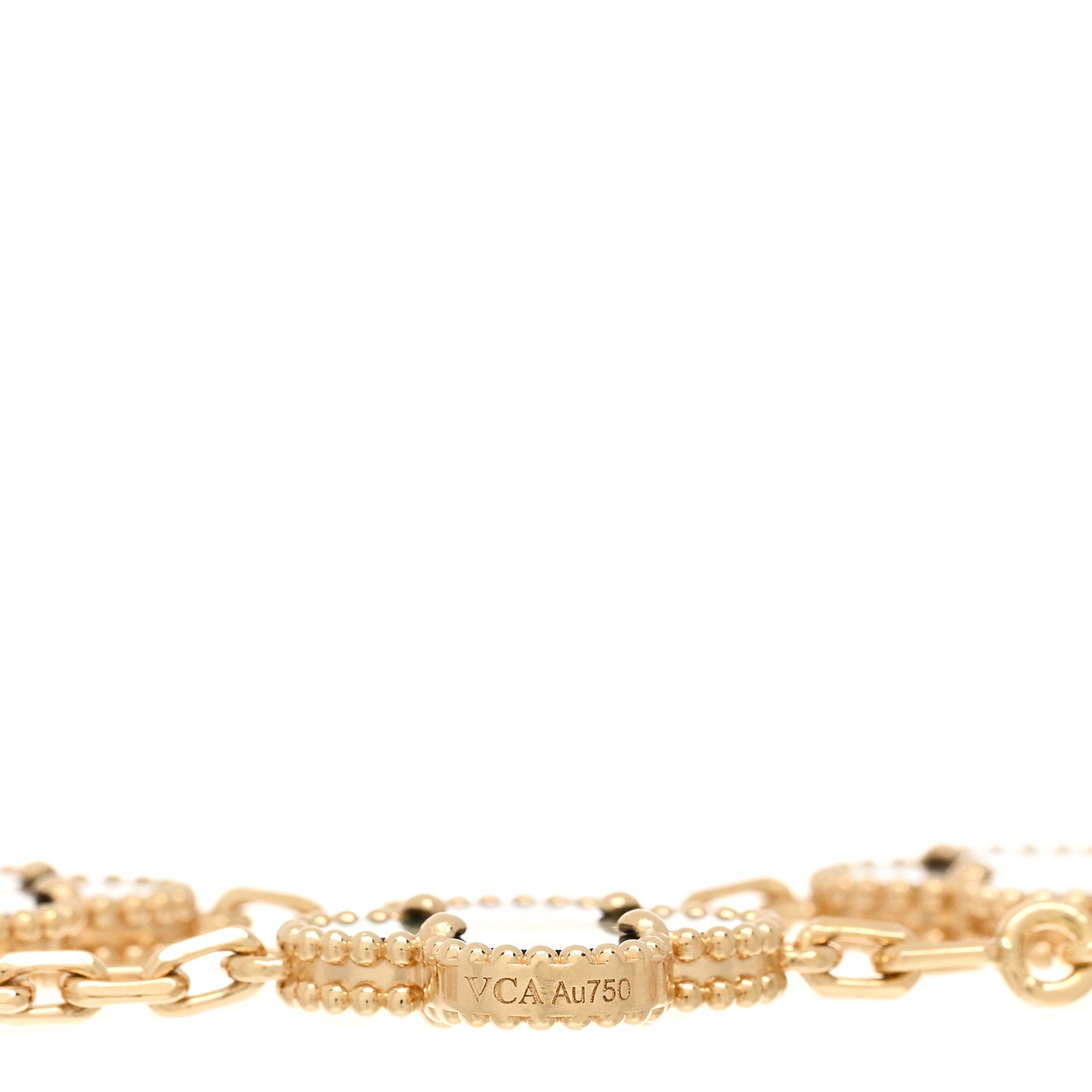 18K Rose Gold Gray Mother of Pearl 5 Motifs Vintage Alhambra Bracelet