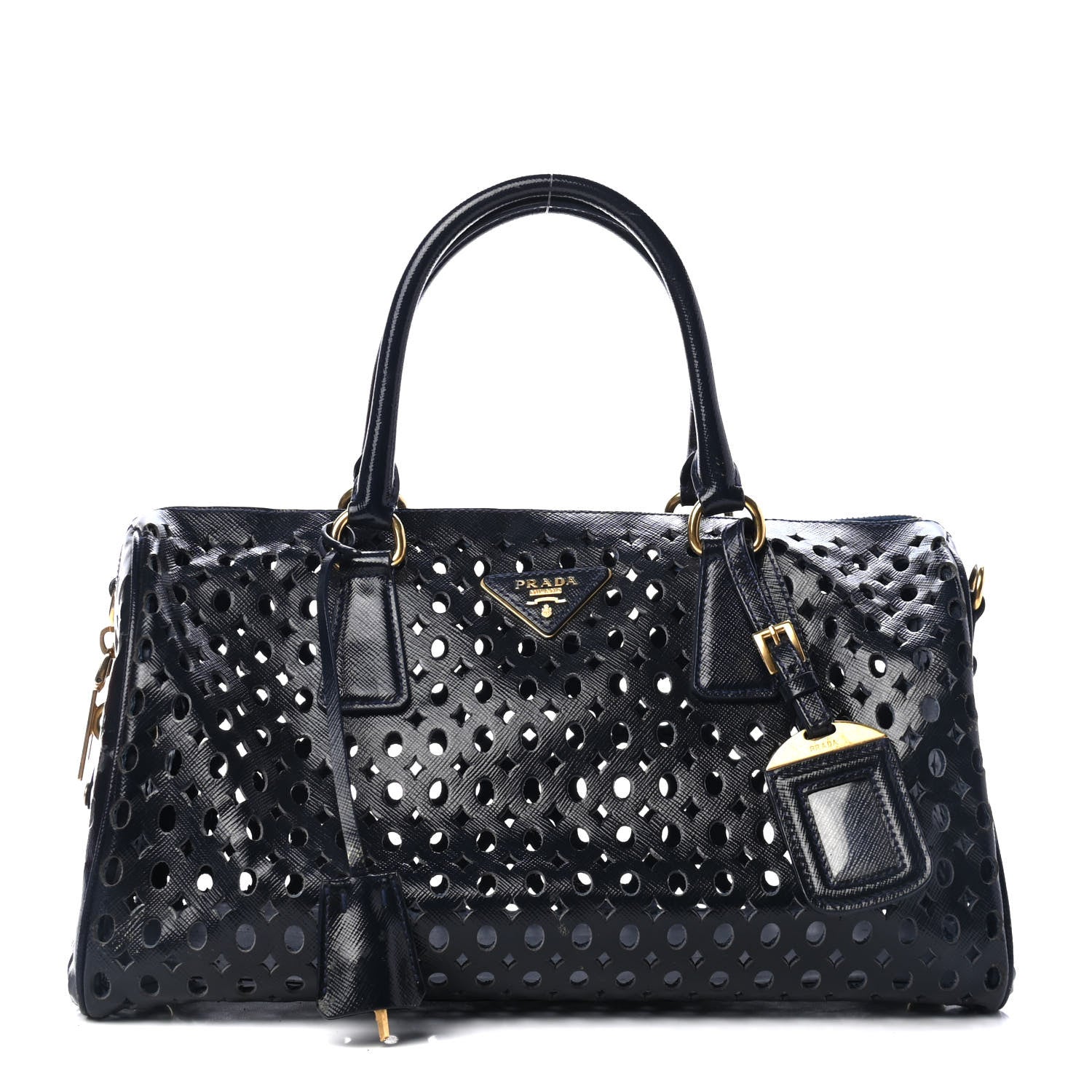 Prada Saffiano Perforated Satchel Royal 1 of 5
