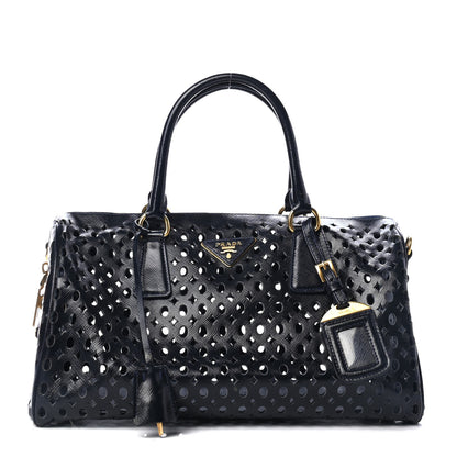 Prada Saffiano Perforated Satchel Royal 1 of 5