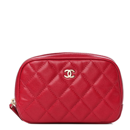 Chanel Caviar Quilted Small Curvy Pouch Cosmetic Case Dark Pink 1 of 11