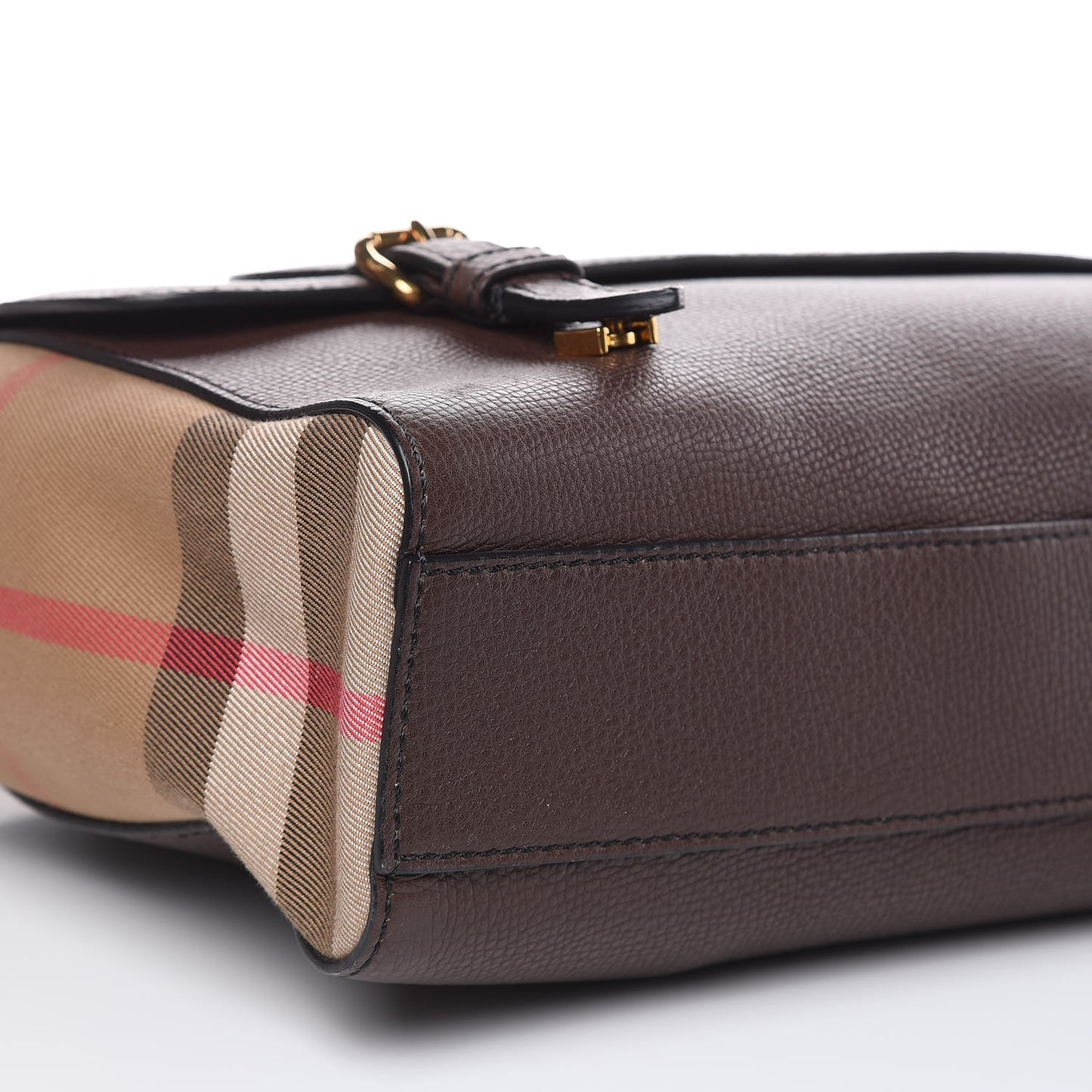 Grainy Calfskin House Check Ethan Satchel Oak Brown