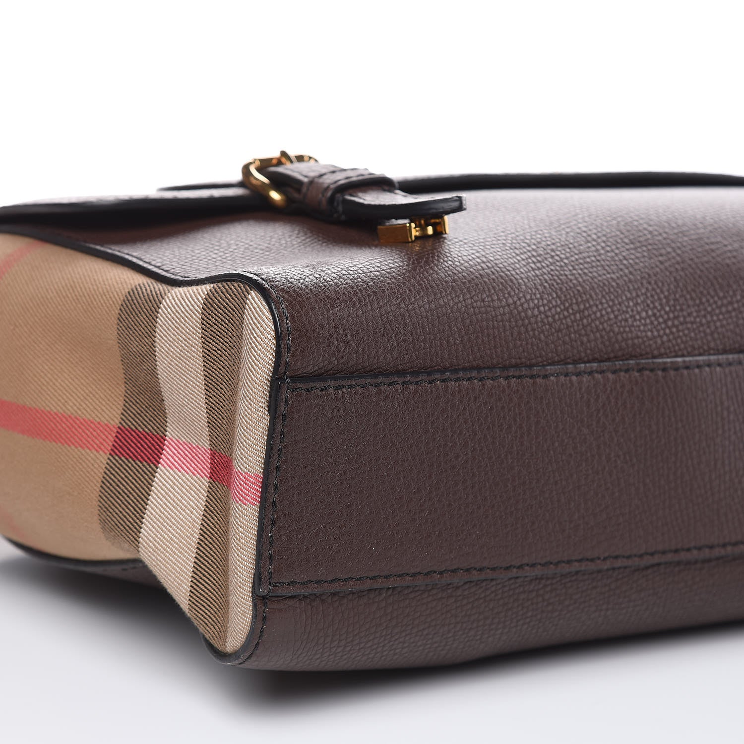 Burberry Grainy Calfskin House Check Ethan Satchel Oak Brown 7 of 12