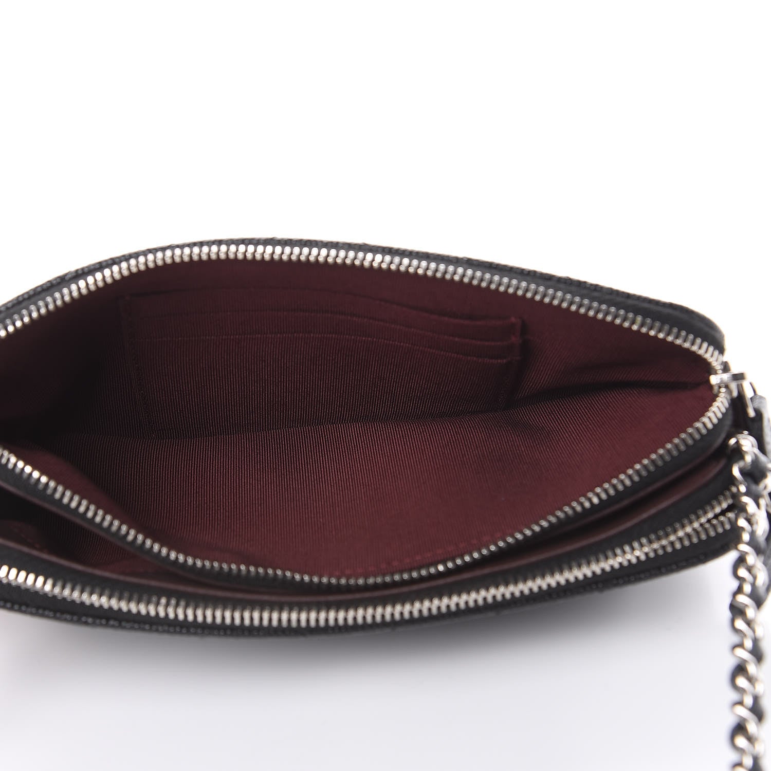 Chanel Caviar Chevron Quilted Small Clutch With Chain Black 5 of 12