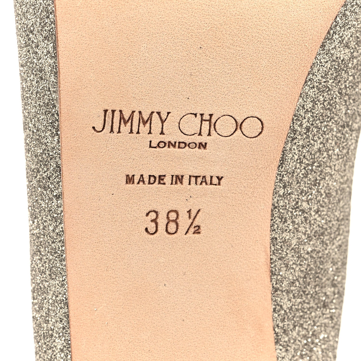 Jimmy Choo Dusty Glitter Nova 100 Slingback Peep Toe Pumps 38.5 Platinum Ice 6 of 7