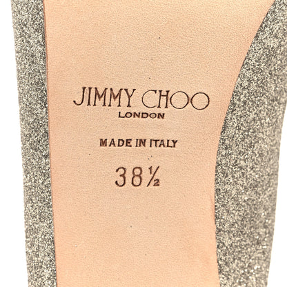 Jimmy Choo Dusty Glitter Nova 100 Slingback Peep Toe Pumps 38.5 Platinum Ice 6 of 7