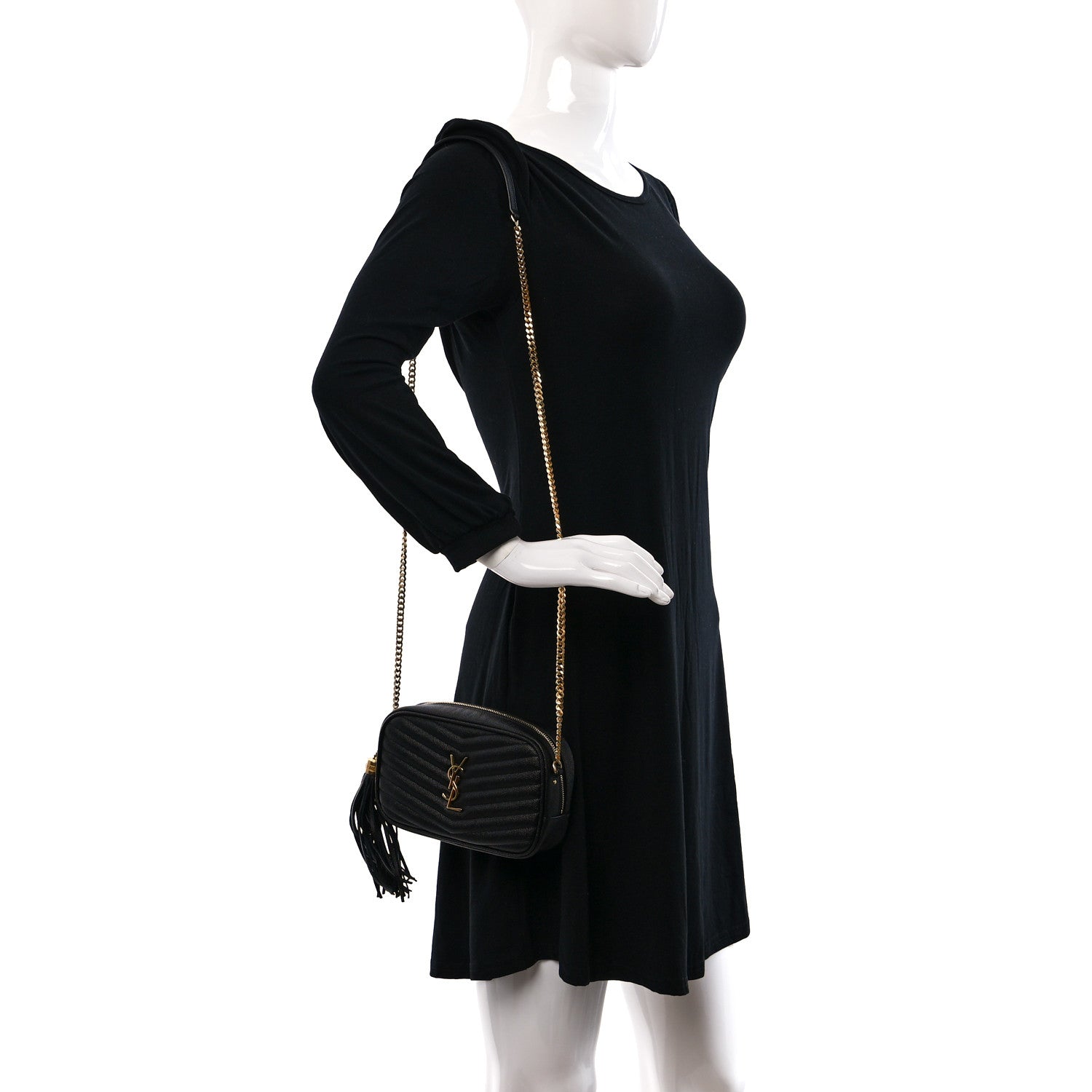Saint Laurent Grain De Poudre Matelasse Monogram Mini Lou Camera Bag Black 2 of 11