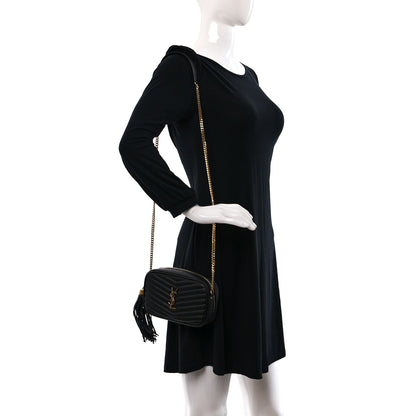 Saint Laurent Grain De Poudre Matelasse Monogram Mini Lou Camera Bag Black 2 of 11