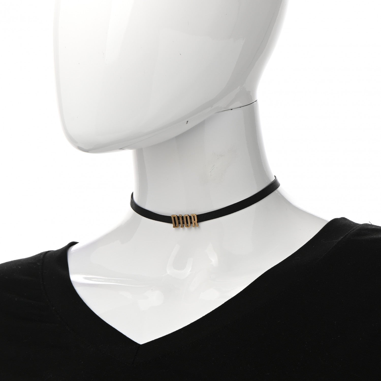 Christian Dior Grosgrain Ribbon Dior Logo Choker Necklace Black 2 of 4