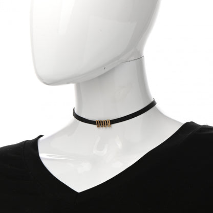 Christian Dior Grosgrain Ribbon Dior Logo Choker Necklace Black 2 of 4