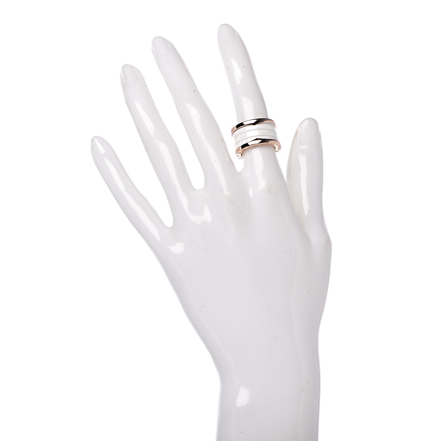 Bulgari 18K Rose Gold White Ceramic B.Zero1 Four-Band Ring 49 4.75 2 of 7
