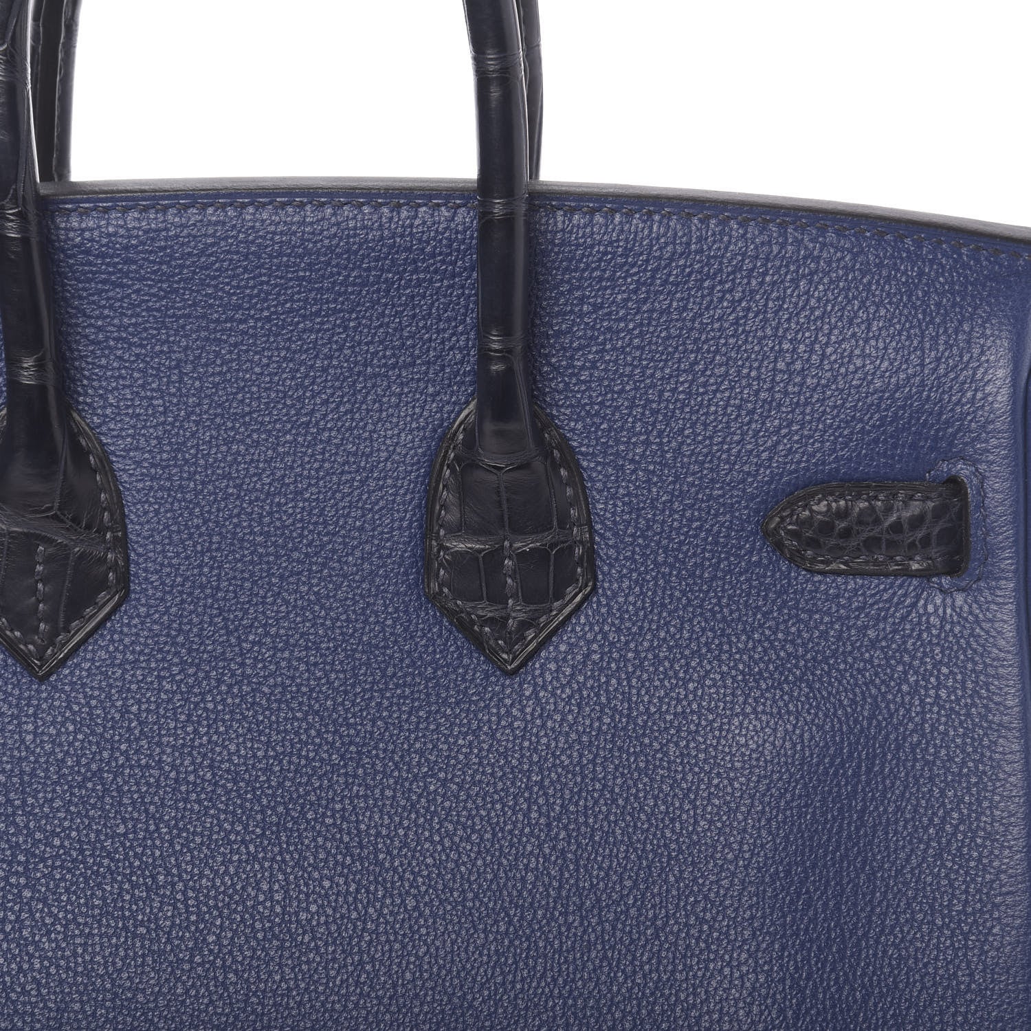 Hermes Taurillon Novillo Matte Alligator Birkin Touch 25 Bleu Saphir Marine 13 of 38