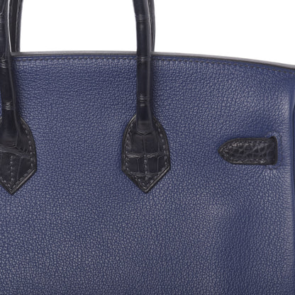 Hermes Taurillon Novillo Matte Alligator Birkin Touch 25 Bleu Saphir Marine 13 of 38