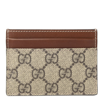 Gucci GG Supreme Monogram Calfskin Card Holder Beige Ebony Cuir 1 of 6