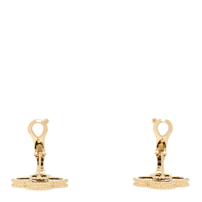 Van Cleef & Arpels 18K Yellow Gold Black Onyx Magic Alhambra Earrings 3 of 5
