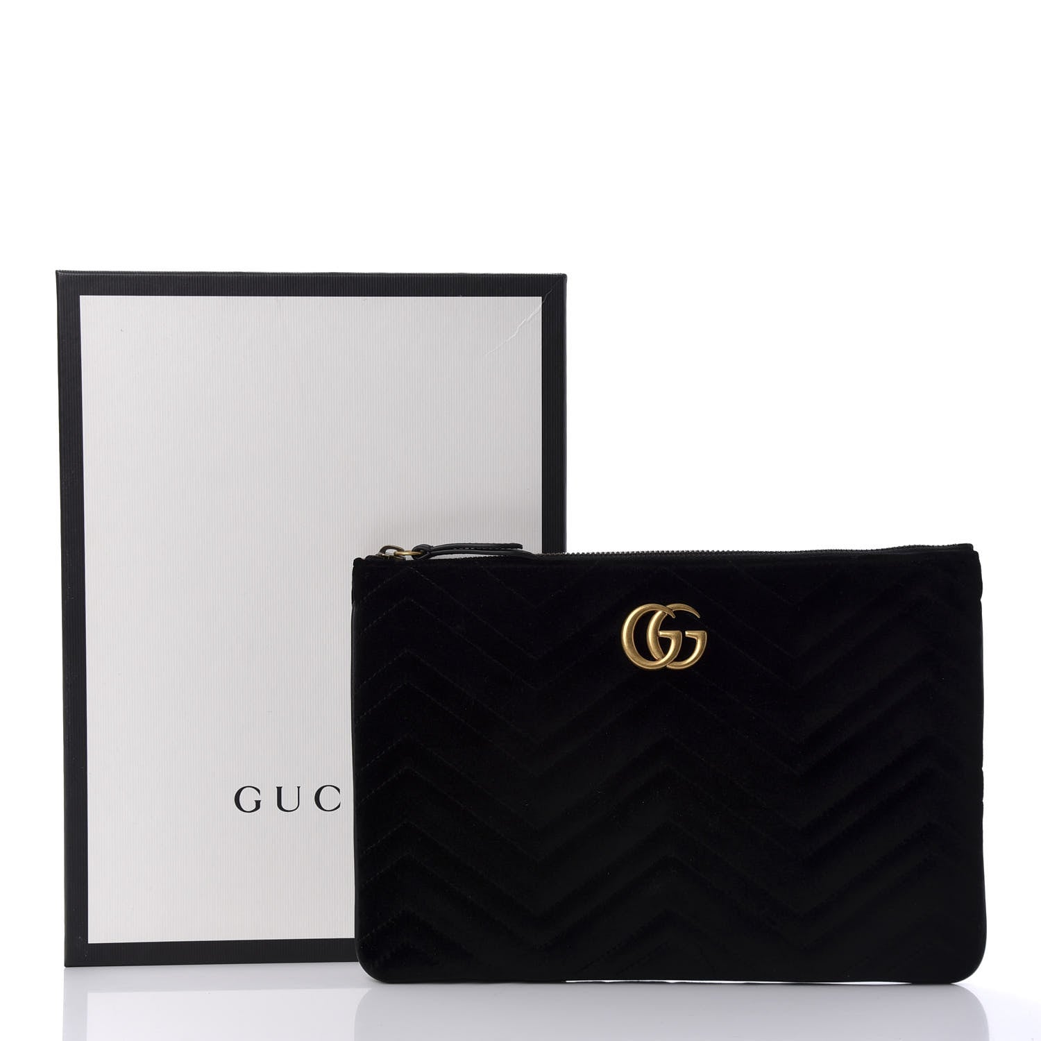 Gucci Velvet Matelasse GG Marmont Zip Pouch Black 9 of 9
