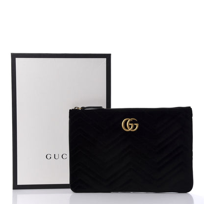 Gucci Velvet Matelasse GG Marmont Zip Pouch Black 9 of 9