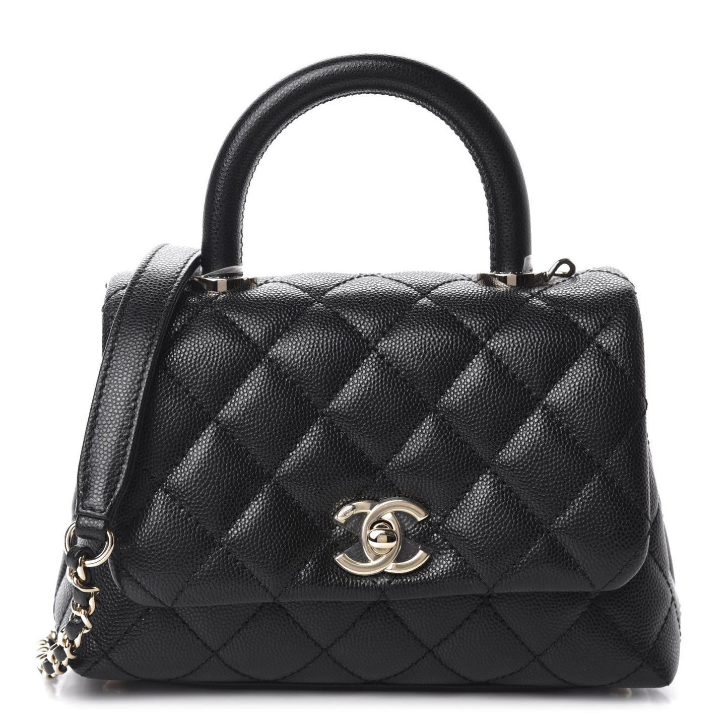 Caviar Quilted Extra Mini Coco Handle Flap Black
