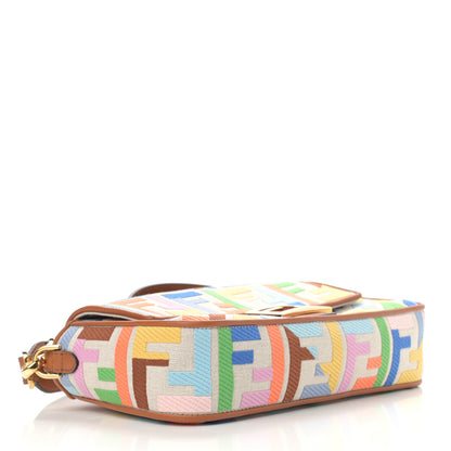 Fendi Kuban Canvas Vitello King FF Embroidered Baguette Grezzo Multicolor 4 of 10