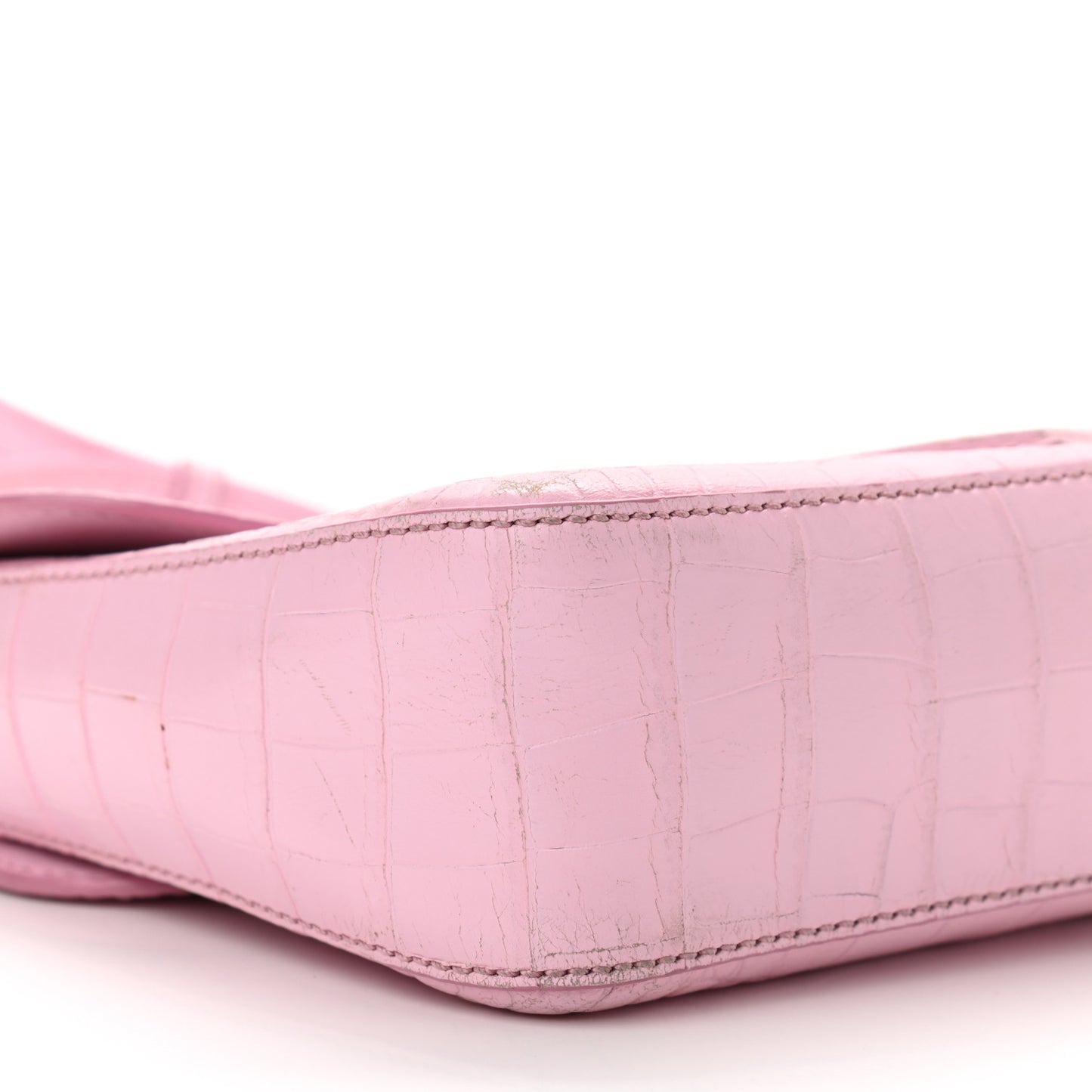 Calfskin Crocodile Embossed Small Nobile Shoulder Bag Pink