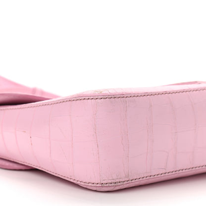 Givenchy Calfskin Crocodile Embossed Small Nobile Shoulder Bag Pink 7 of 14