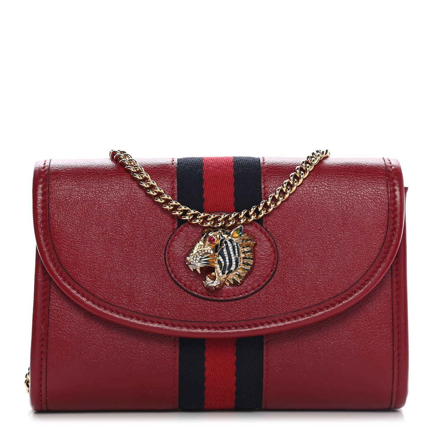 Textured Calfskin Web Mini Rajah Slim Flap Shoulder Bag Romantic Cherry