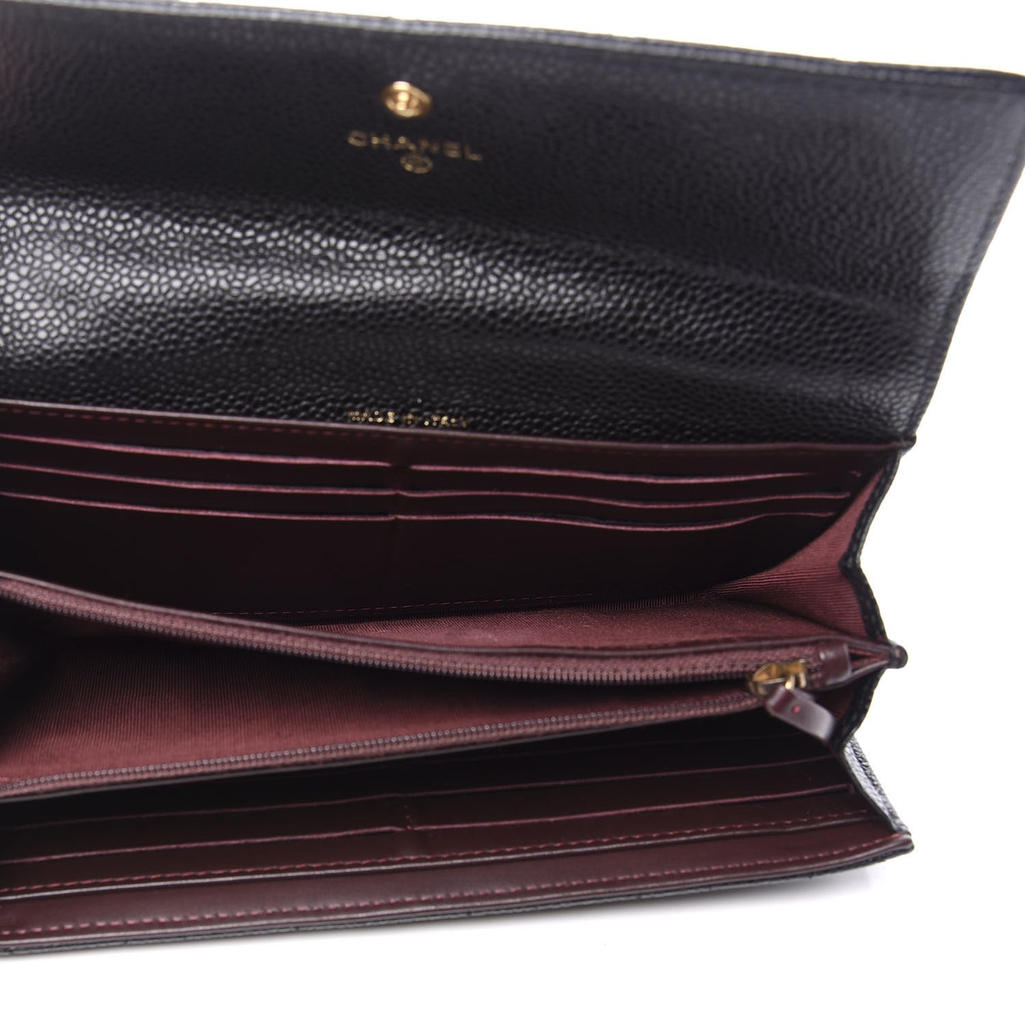 Caviar Quilted Large Gusset Flap Wallet Black