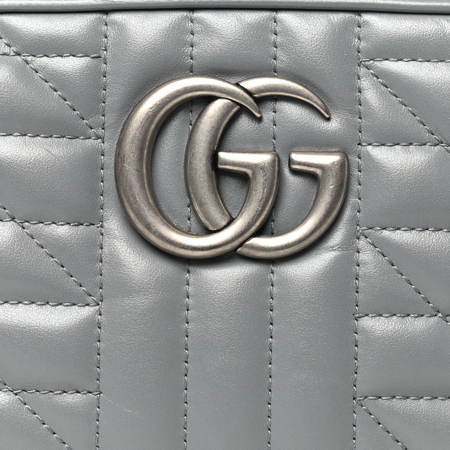 Gucci Calfskin Matelasse Aria Small GG Marmont Chain Shoulder Bag Deep Grey 8 of 10