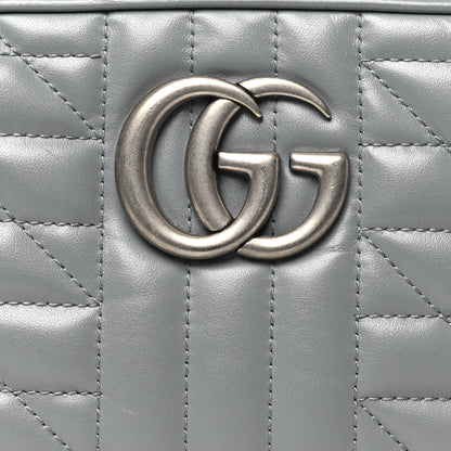 Gucci Calfskin Matelasse Aria Small GG Marmont Chain Shoulder Bag Deep Grey 8 of 10