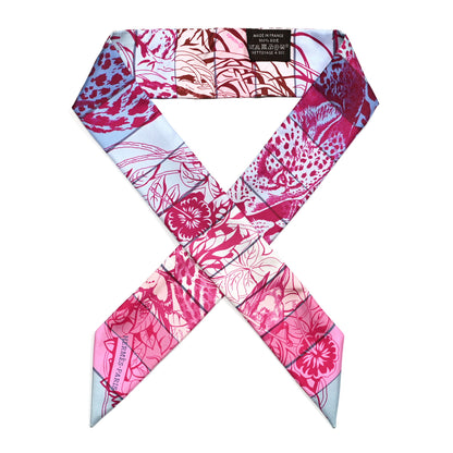 Hermes Silk Jungle Love Rainbow Twilly Fuchsia Bleu Ciel 1 of 4