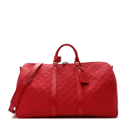 Louis Vuitton Taurillon Monogram Keepall Bandouliere 50 Sari Red 1 of 8