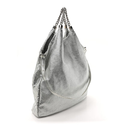 Chanel Metallic Glazed Calfskin Perforated Large Rodeo Drive Tote Silver 3 of 11