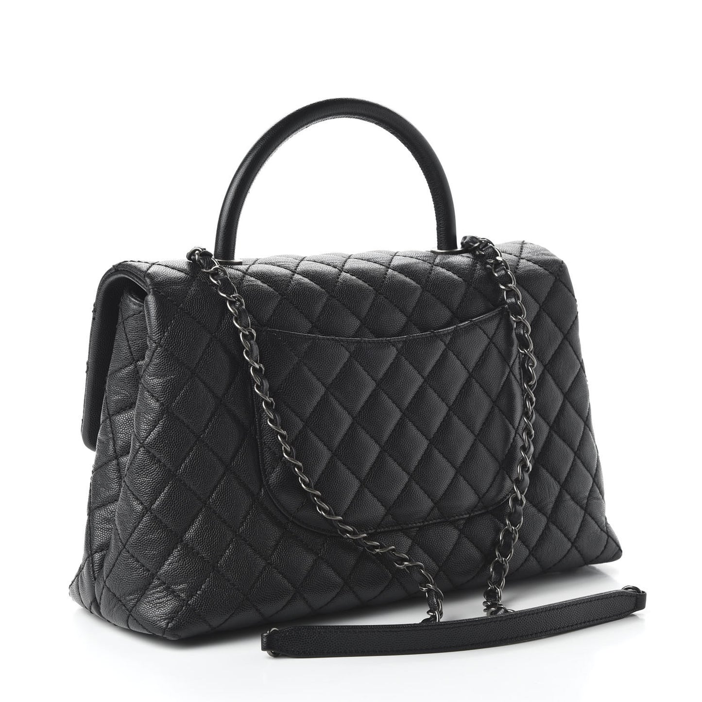 Caviar Quilted Medium Coco Handle Flap Black