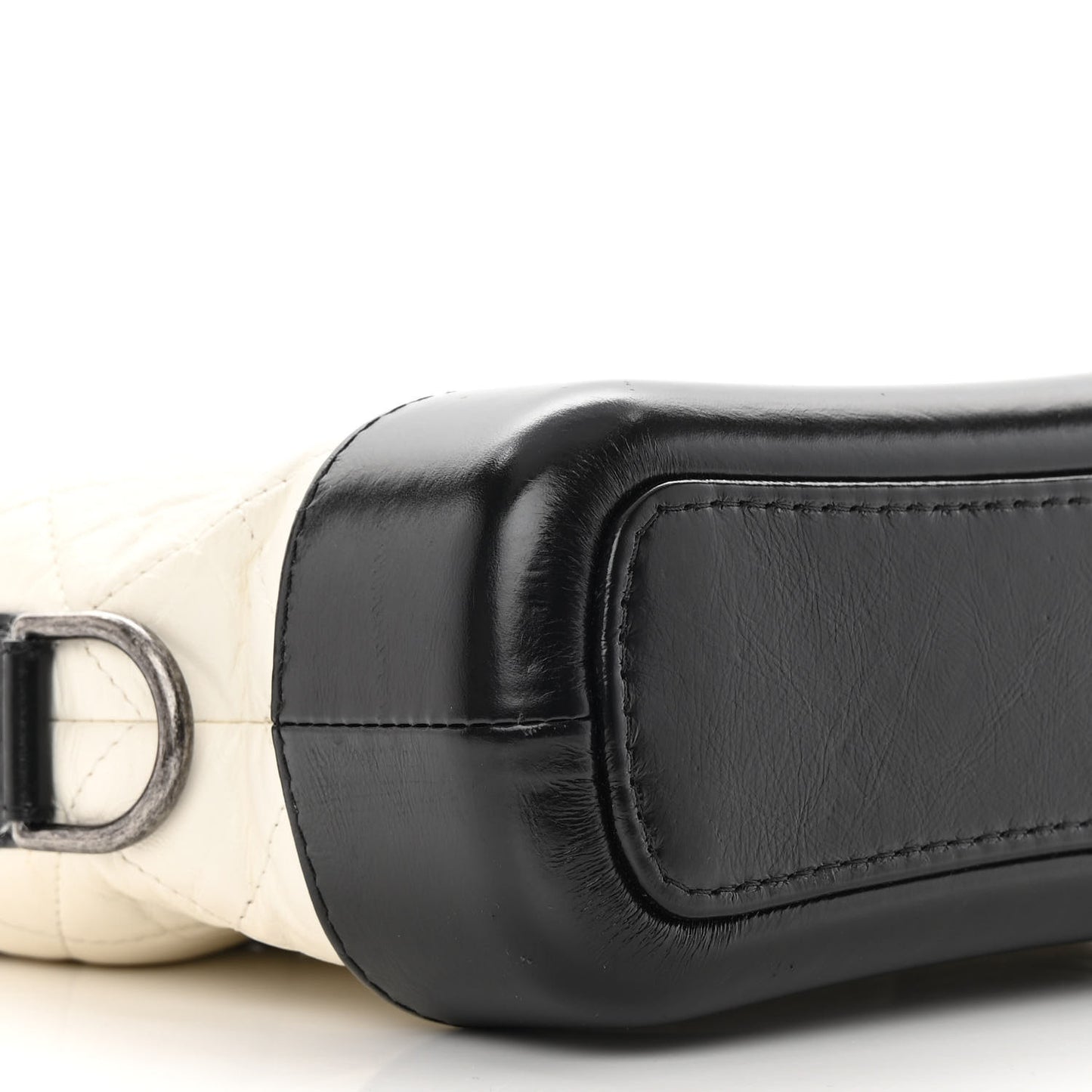 Aged Calfskin Quilted Small Gabrielle Hobo Black White
