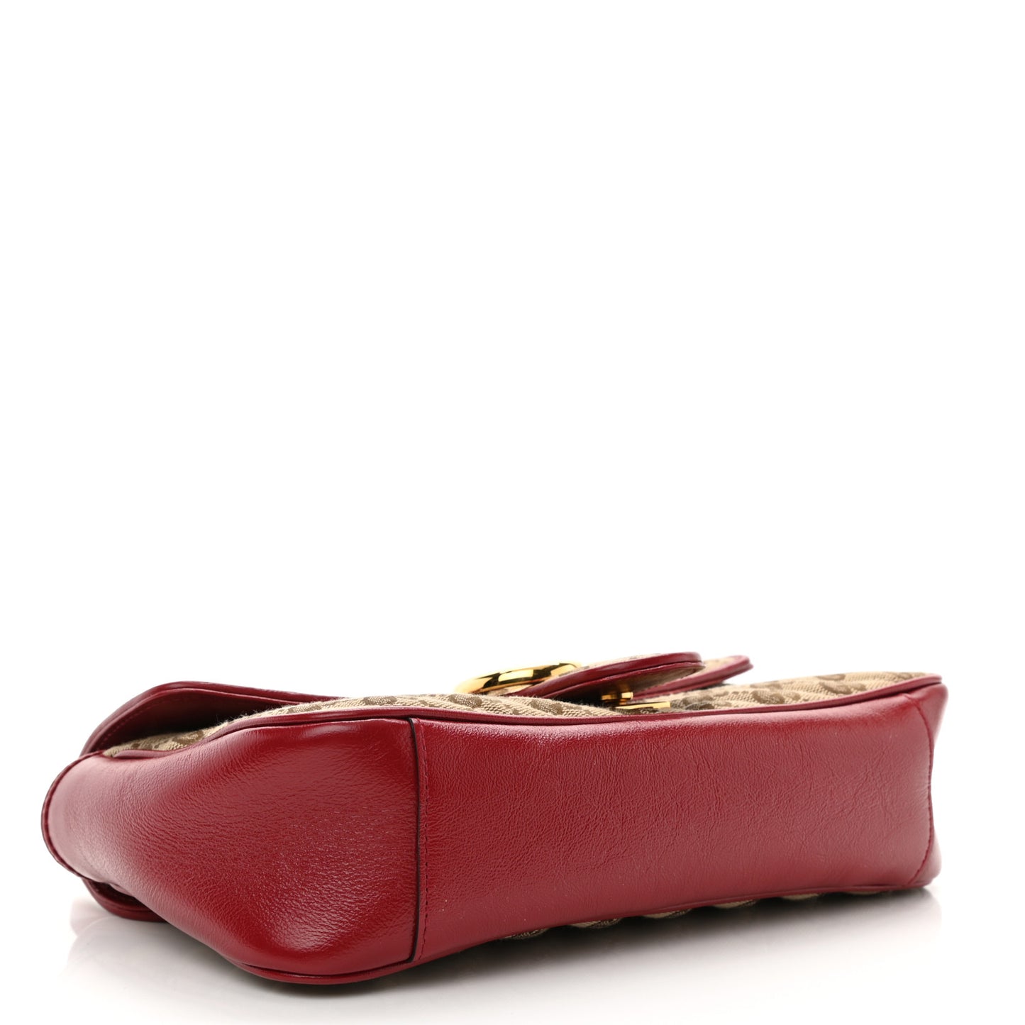 Monogram Azalea Calfskin Matelasse Diagonal Small GG Marmont Shoulder Bag Beige Ebony New Cherry Red