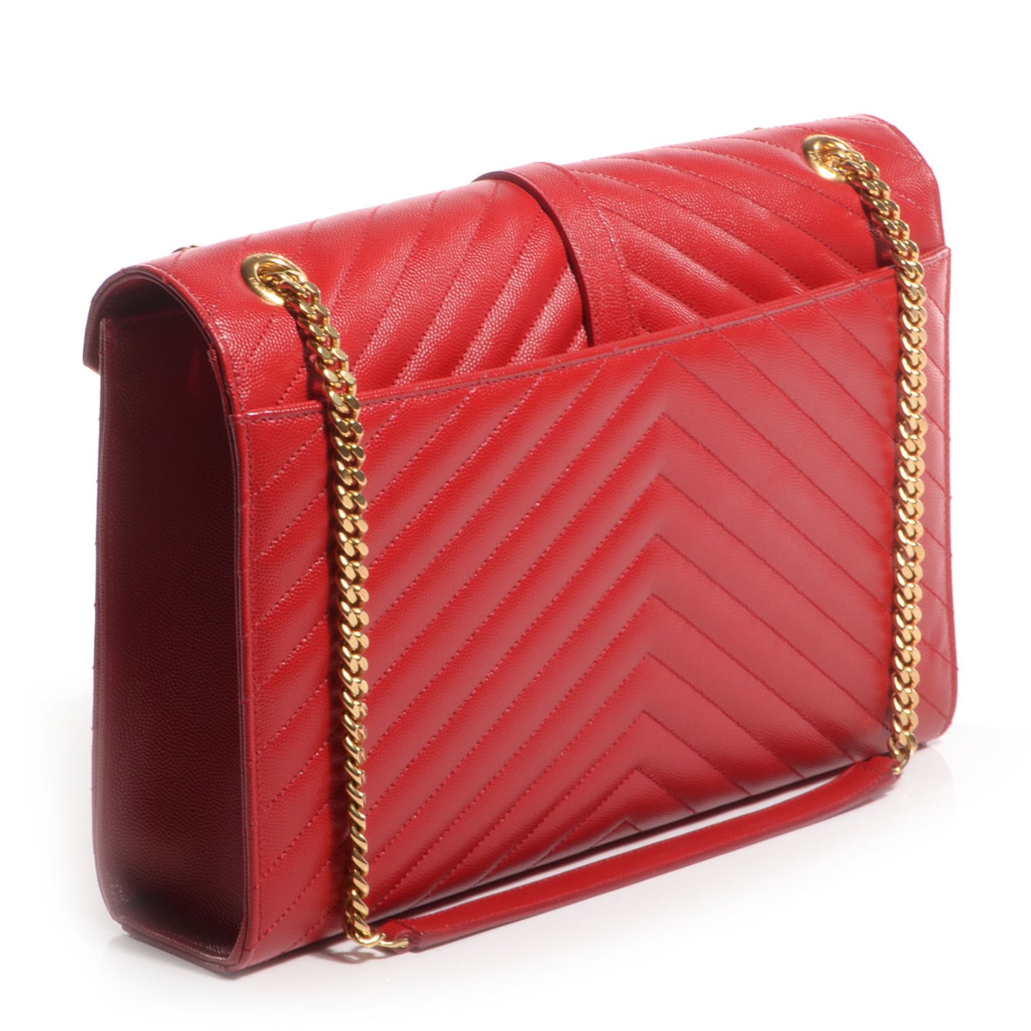 Textured Matelasse Large Classic Monogram Satchel Lipstick Red