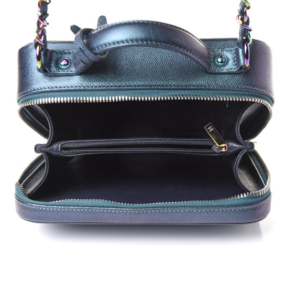 Chanel Iridescent Caviar Quilted Medium CC Filigree Vanity Case Dark Turquoise 5 of 11