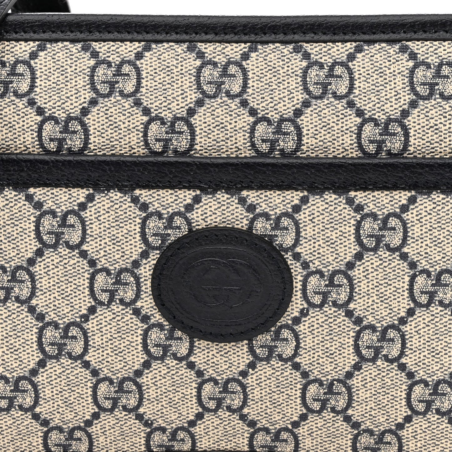 GG Supreme Monogram Textured Dollar Calfskin Mini Retro Interlocking G Shoulder Bag Beige Blue