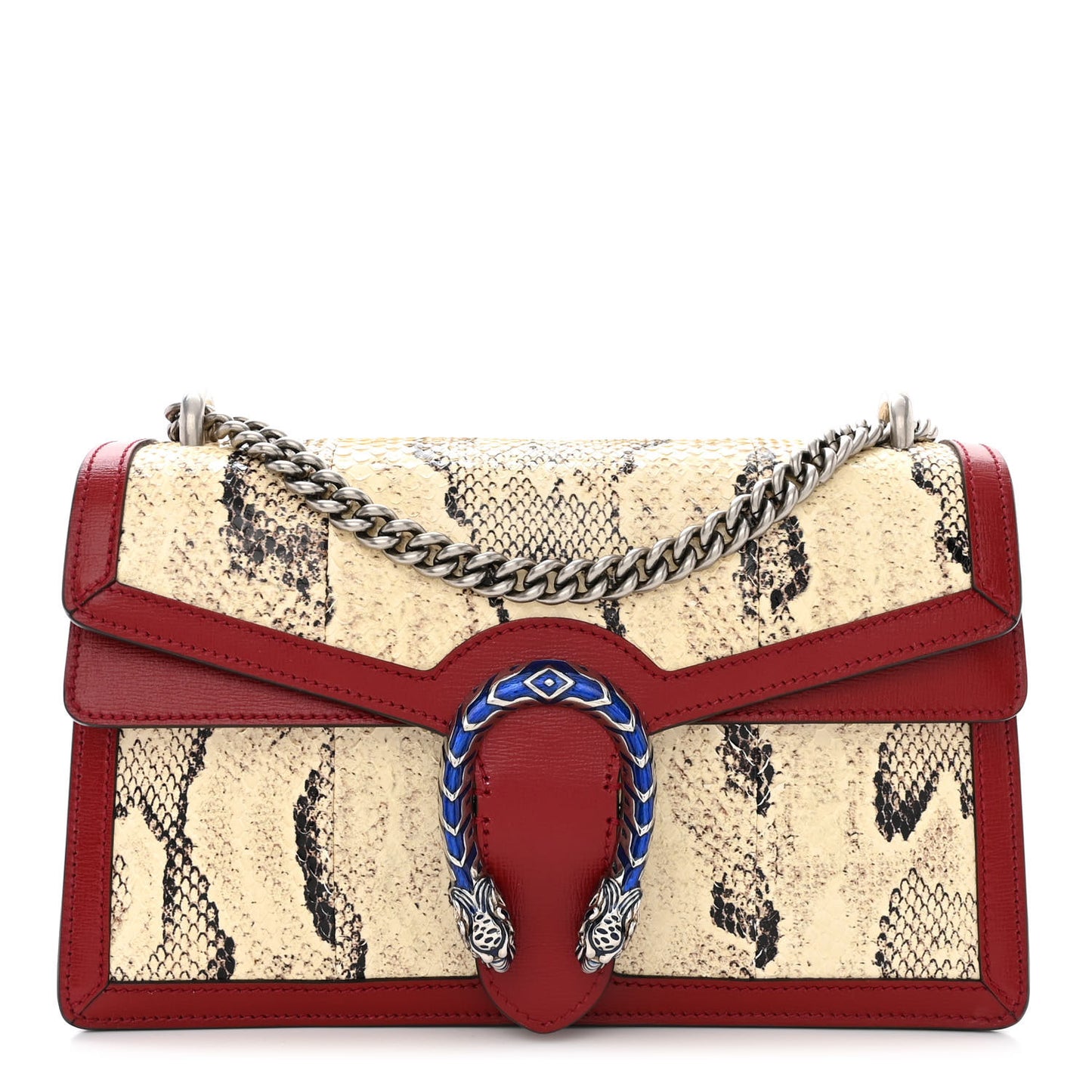 Snakeskin Azalea Calfskin Enamel Small Dionysus Shoulder Bag New Rock New Cherry Red Electric Blue