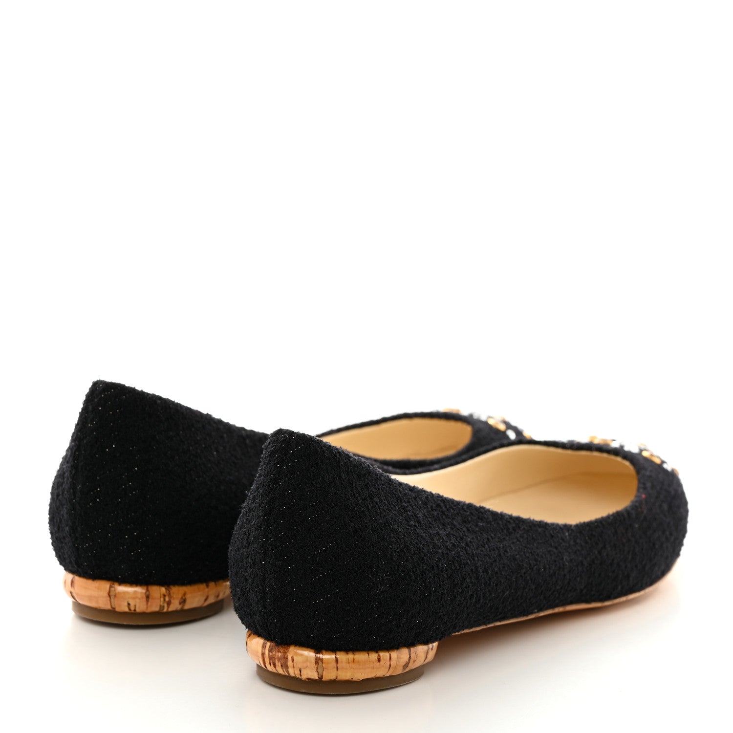 Chanel Tweed Crystal CC Ballerina Flats 39.5 Black 4 of 9