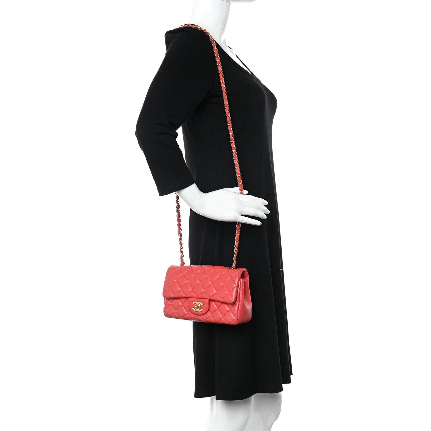 Chanel Lambskin Quilted Mini Rectangular Flap Red 2 of 11