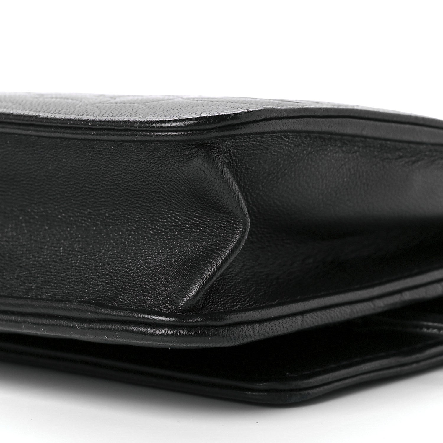 Chanel Lambskin Camellia Embossed Wallet on Chain WOC Black 11 of 12