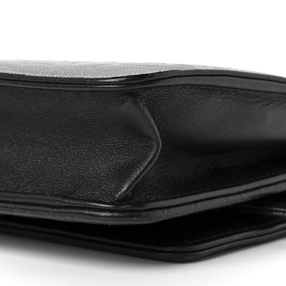 Chanel Lambskin Camellia Embossed Wallet on Chain WOC Black 11 of 12