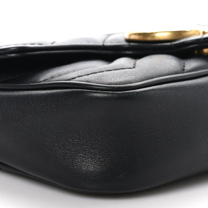 Gucci Calfskin Matelasse Super Mini GG Marmont Shoulder Bag Black 8 of 10