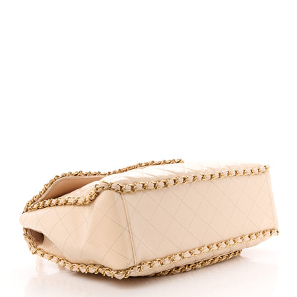 Chanel Patent Quilted Jumbo XL Chain Around Flap Beige 4 of 17