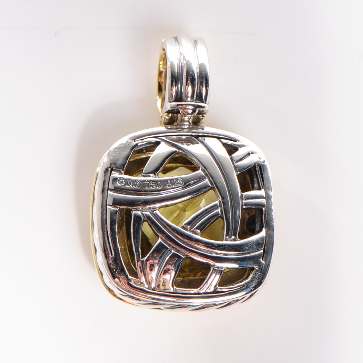 Sterling Silver 18K Yellow Gold Lemon Citrine 14mm Albion Enhancer Pendant