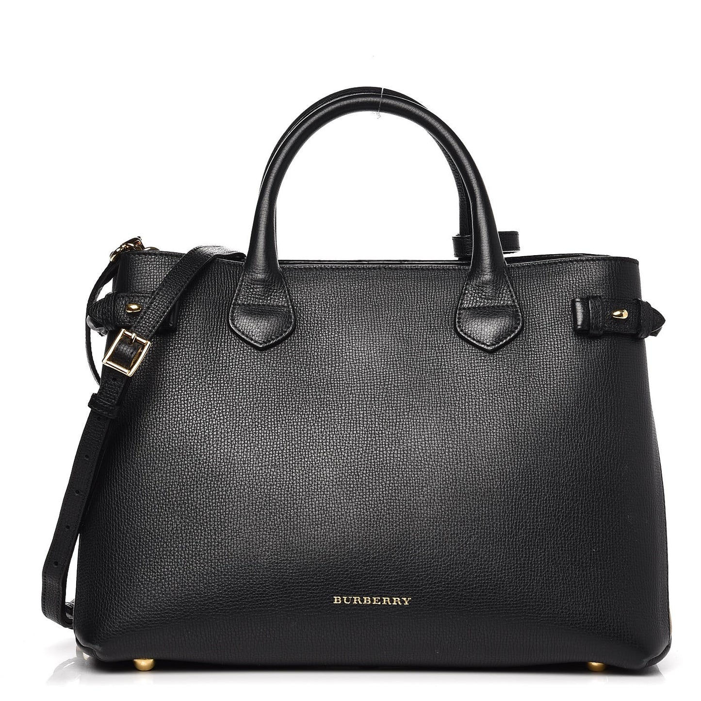 Calfskin House Check Medium Banner Tote Black